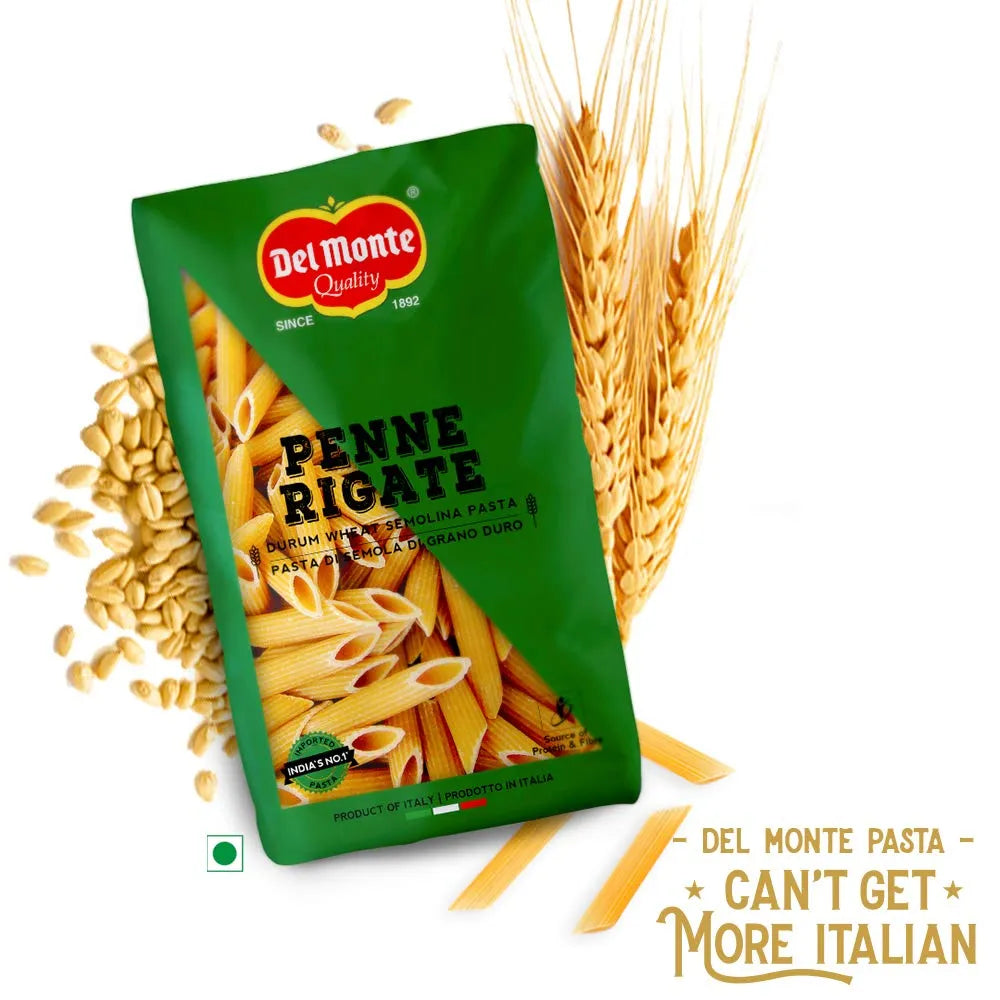 Del Monte Penne Rigate Pasta Durum Wheat Net Qty: 500 g