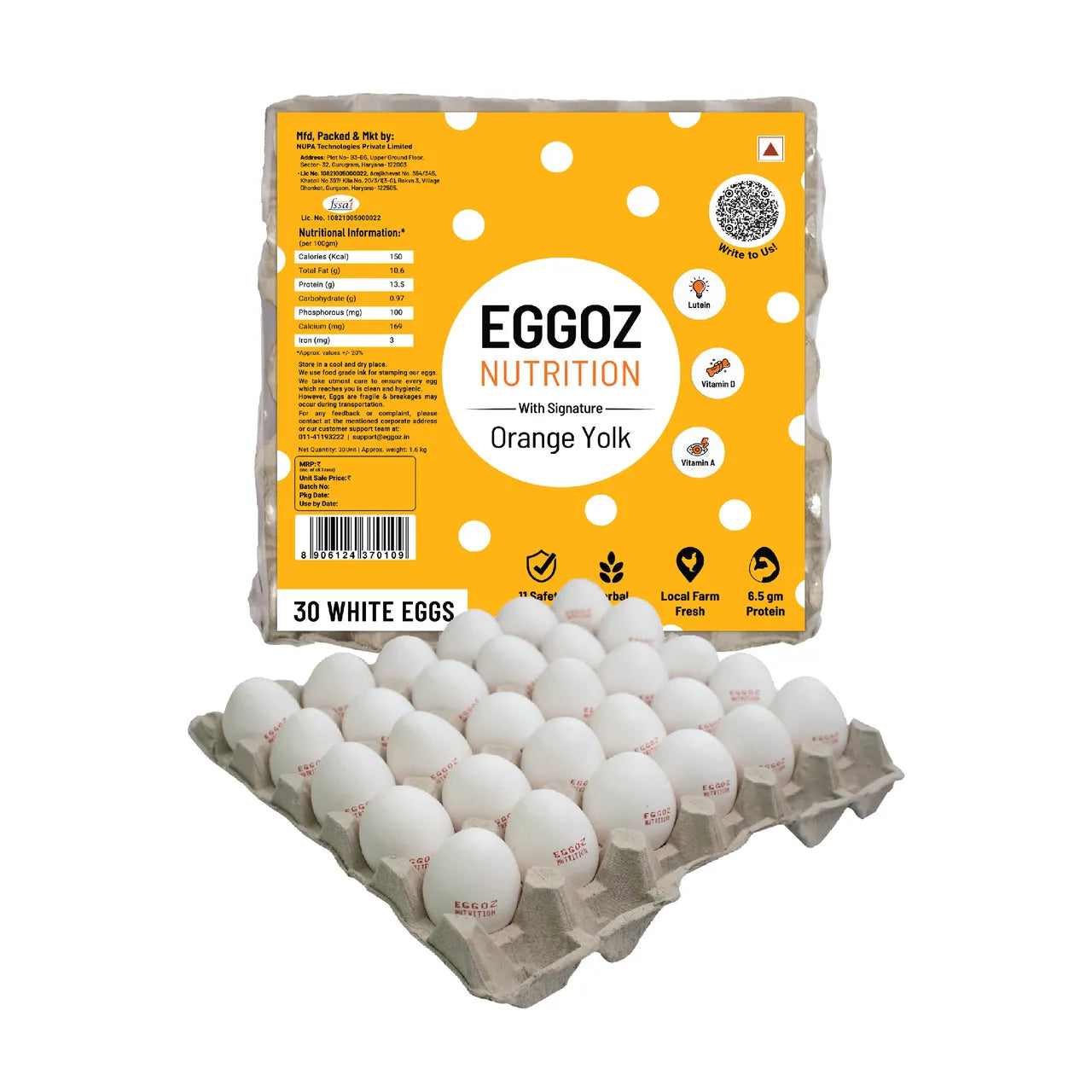Eggoz Nutrition Protein Rich Farm Fresh White Eggs Net Qty: 30 Pieces