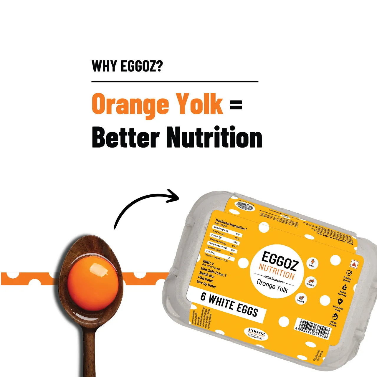 Eggoz Nutrition Protein Rich Farm Fresh White Eggs Net Qty: 30 Pieces
