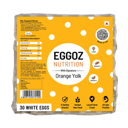 Eggoz Nutrition Protein Rich Farm Fresh White Eggs Net Qty: 30 Pieces